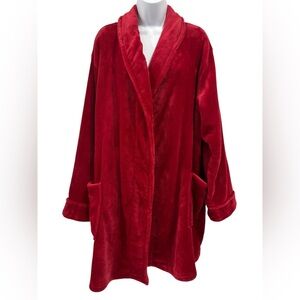 NWT Soma Embraceable Short Plush Robe in Ruby Red MISSING BELT - L/XL